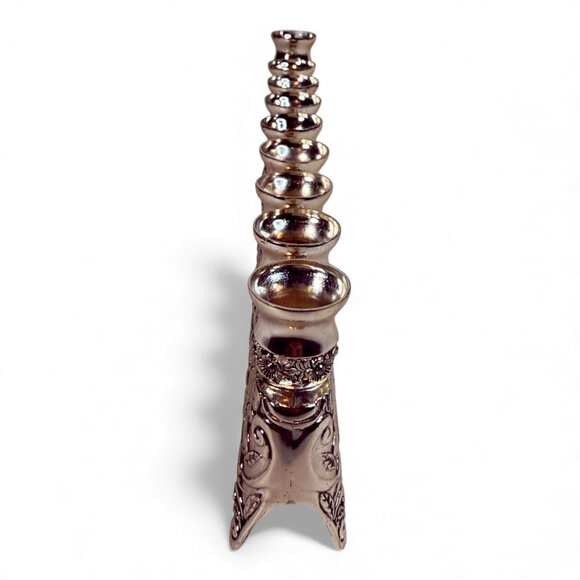 Silver Plated Legacy Menorah With Intricate Floral & Symbolic Design For Hanukka - Picture 3 of 6